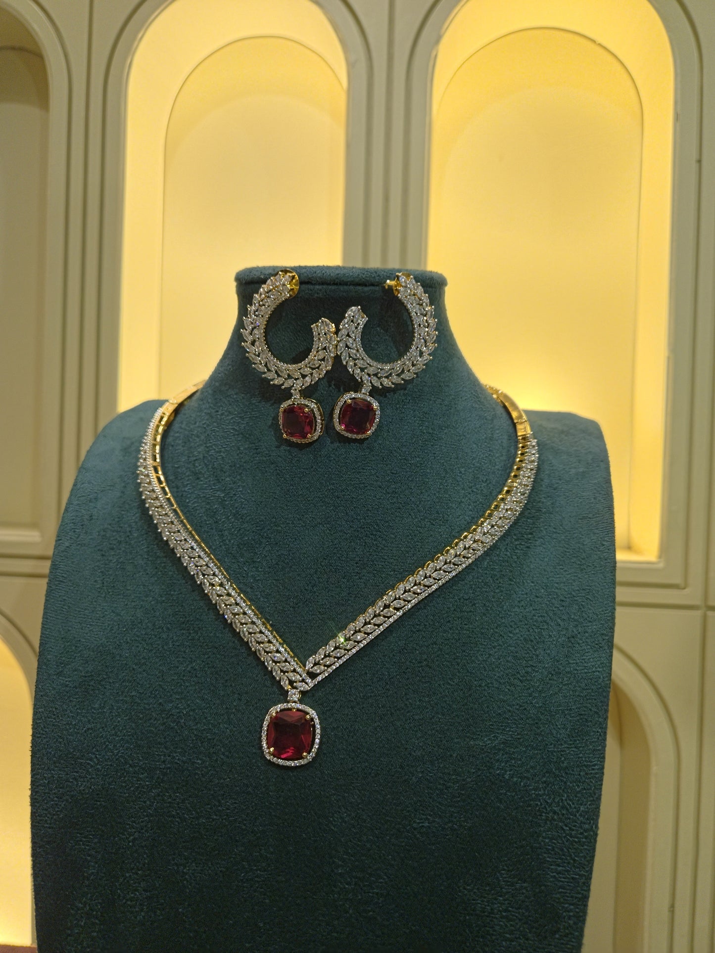 The Crimson Monarch Ruby Necklace Set