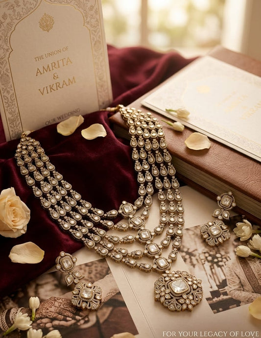 Imperial Noor Layered Polki Necklace Set