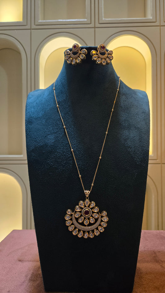 Rubi & Polki Floral Pendant Set