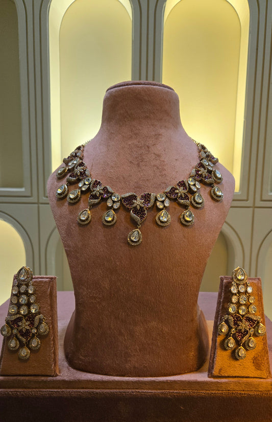 Royal Magenta Teardrop Statement Set