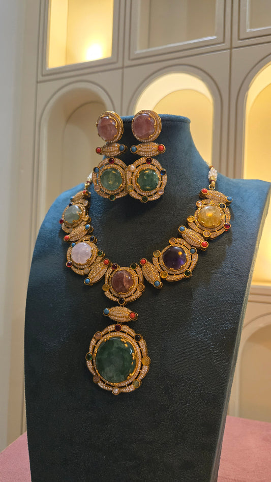 Navratna Royale Statement Necklace Set