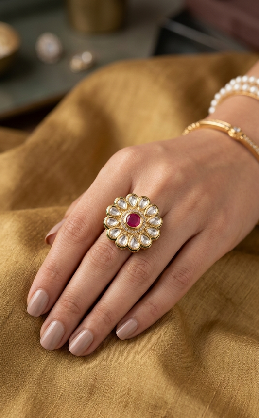 Royal Ruby Kundan Bloom Ring