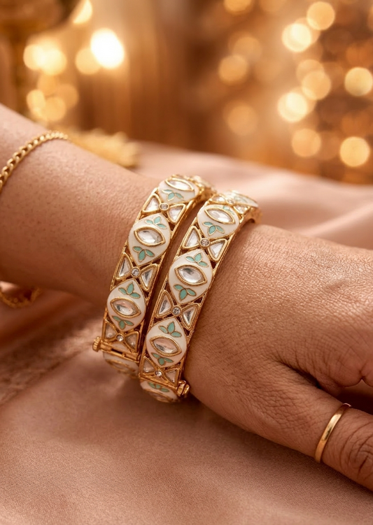 The Meera Mint-Inlay Bracelet Pair