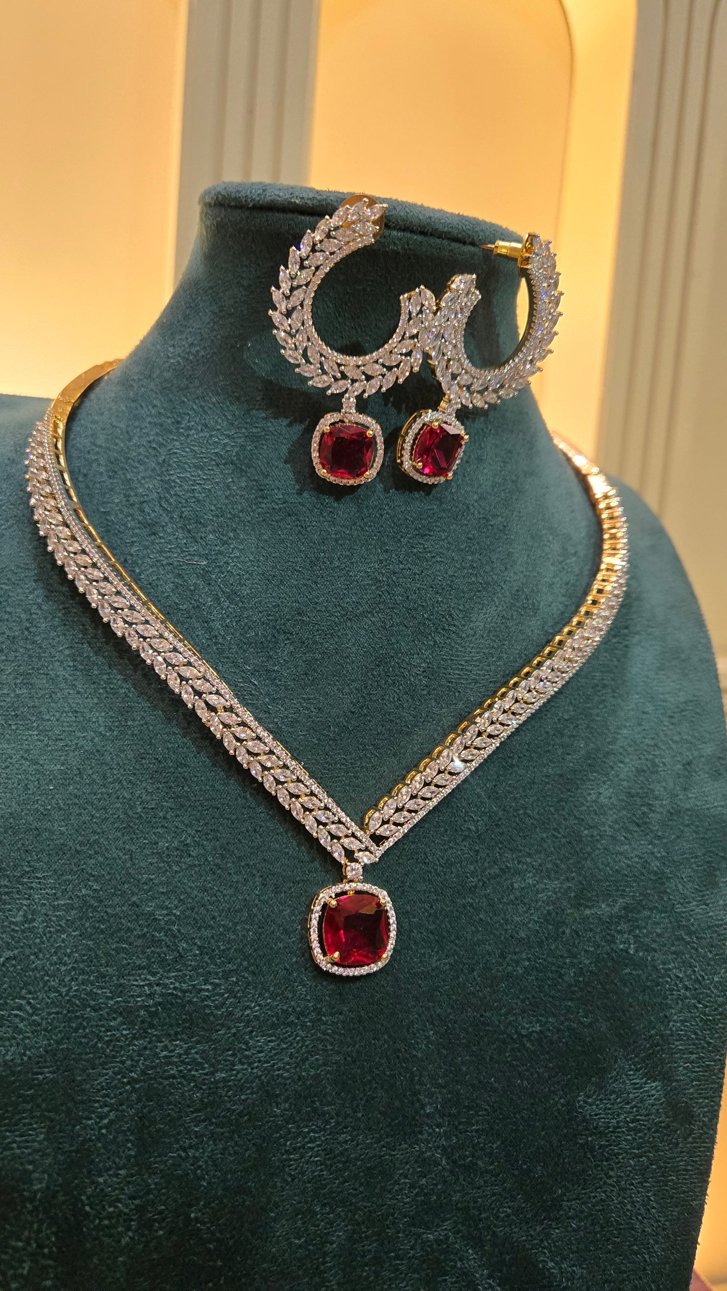 The Crimson Monarch Ruby Necklace Set