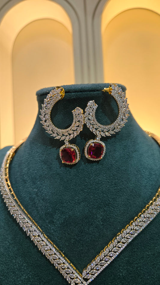 The Crimson Monarch Ruby Necklace Set