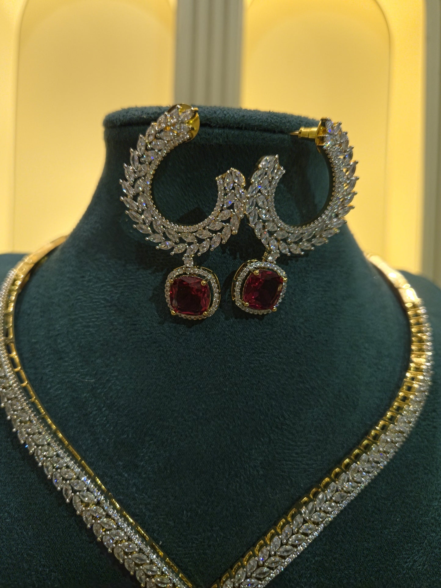 The Crimson Monarch Ruby Necklace Set