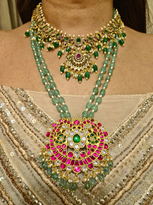 The Emerald Nizam Heritage: A Meenakari & Pearl Layered Suite