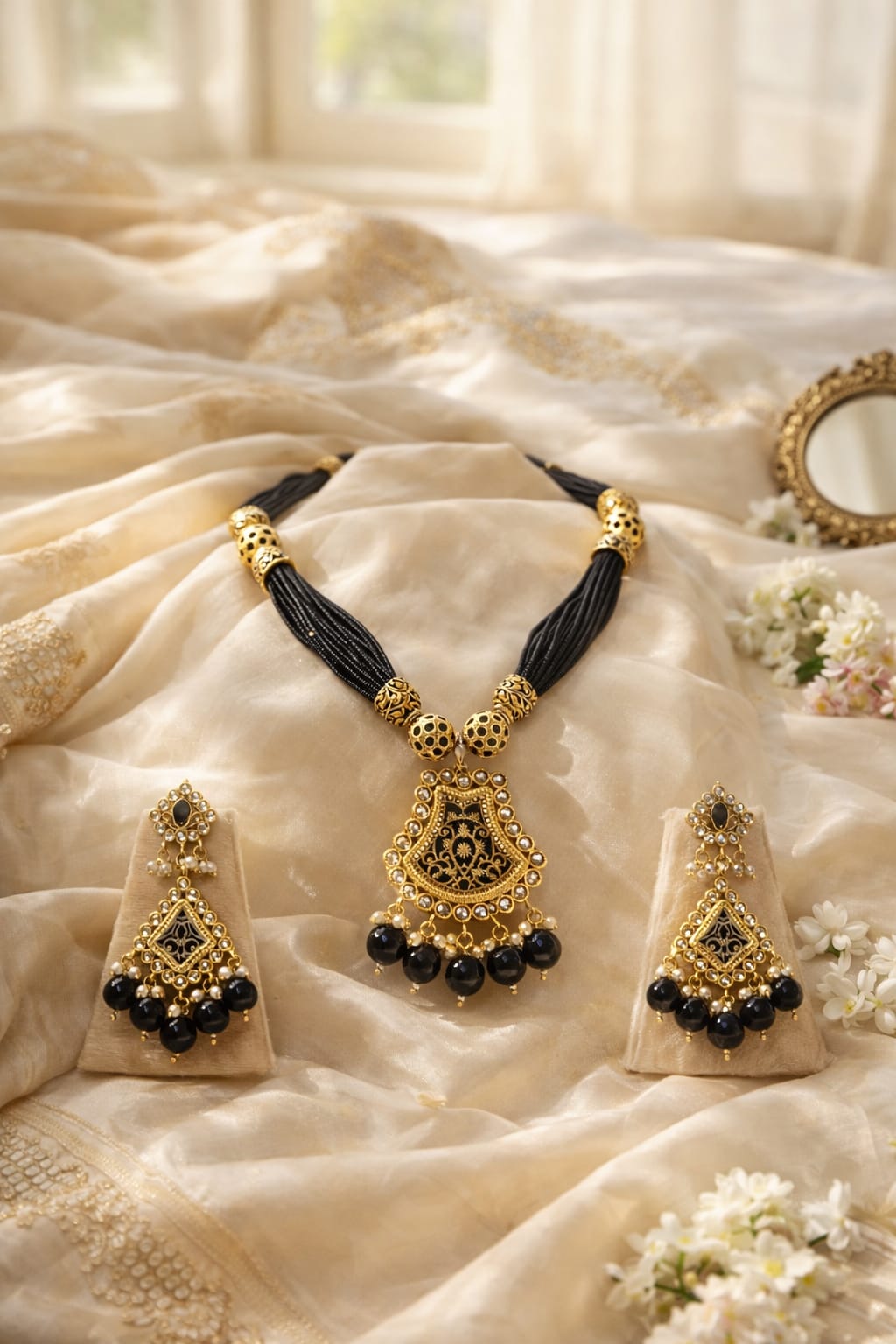 Royal Noir Antique Gold Necklace Set