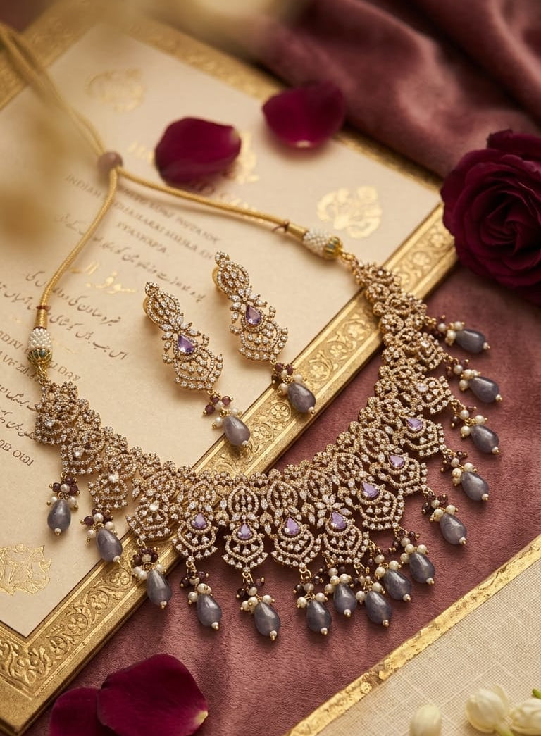 Lavender Royale Filigree Necklace Set