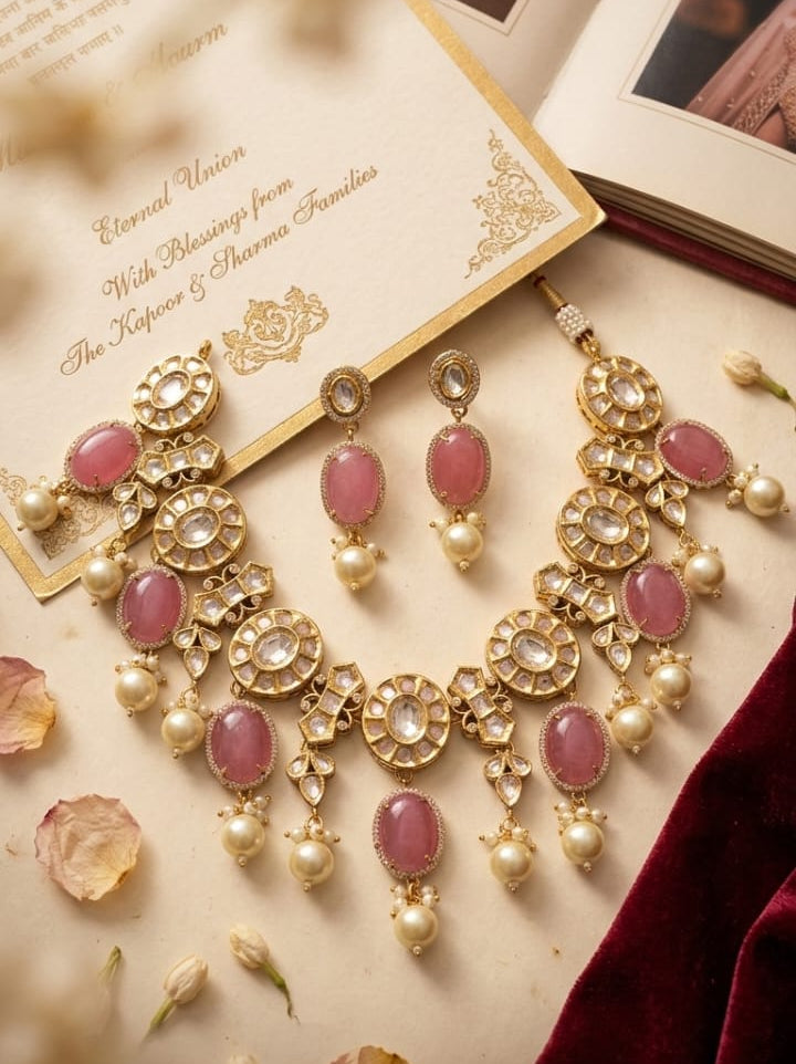 Gulnaar Polki Pearl Necklace Set