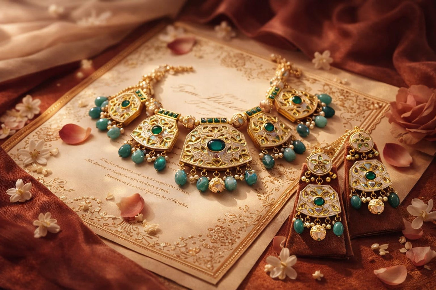 Heirloom Emerald Polki Bridal Set