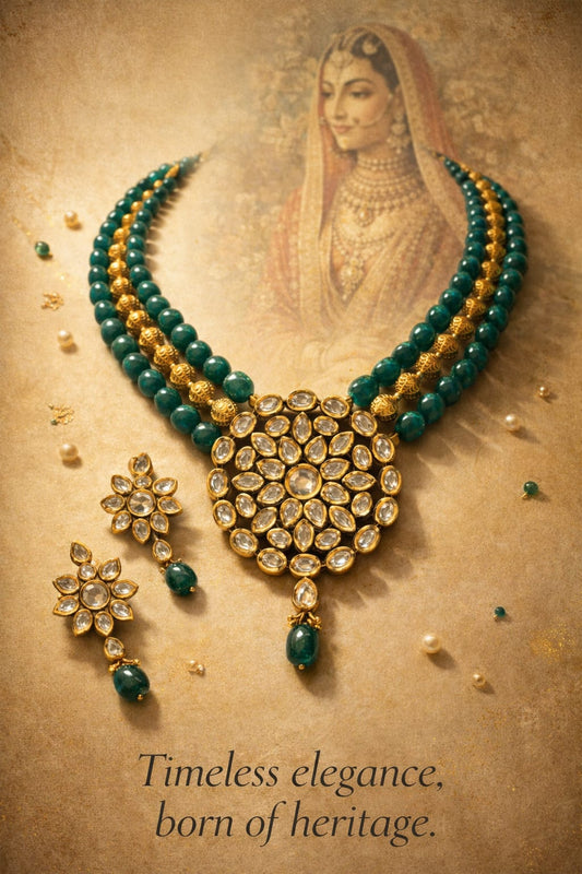 The Teal Empress Kundan Mala Set