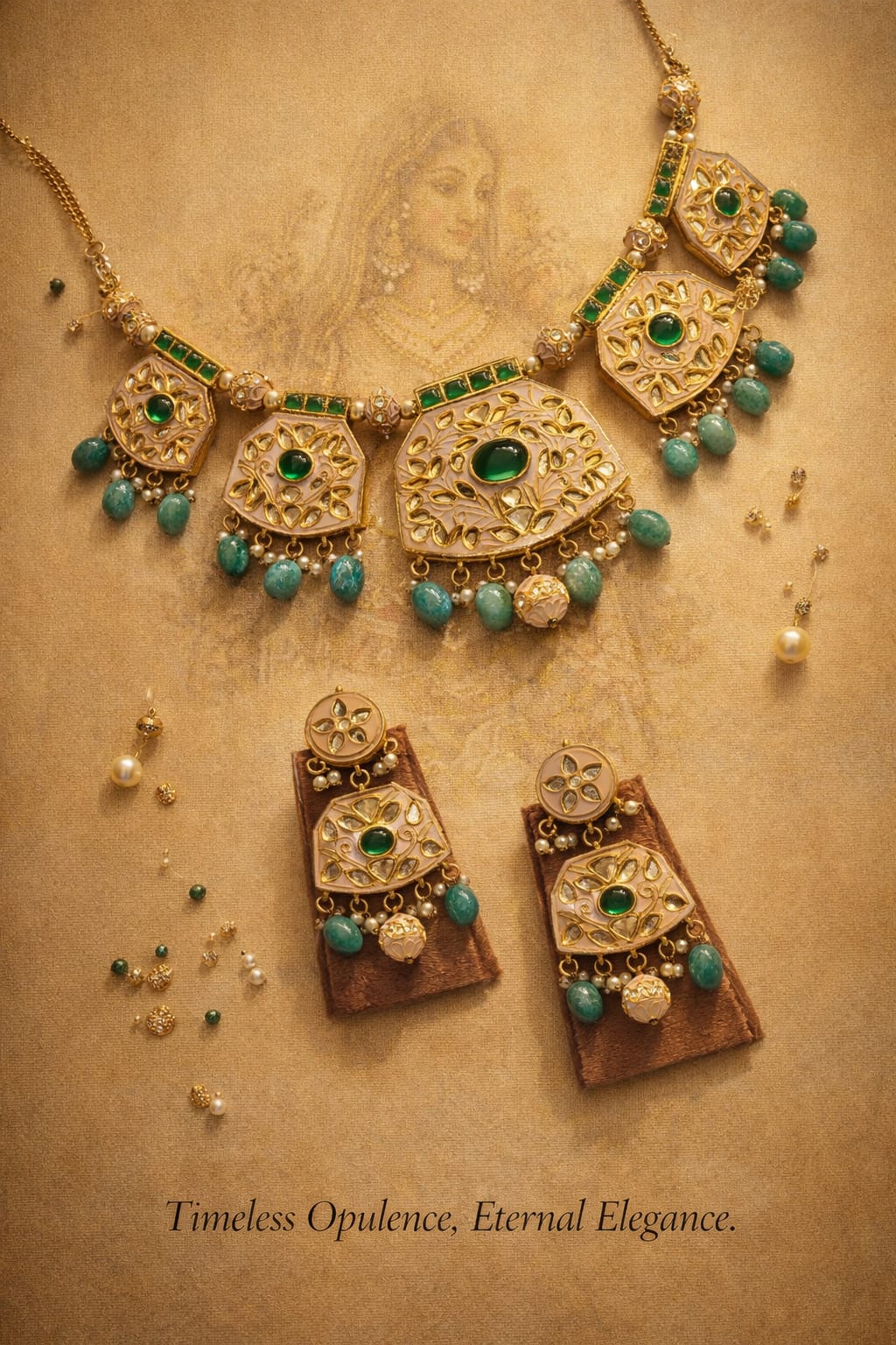 Heirloom Emerald Polki Bridal Set