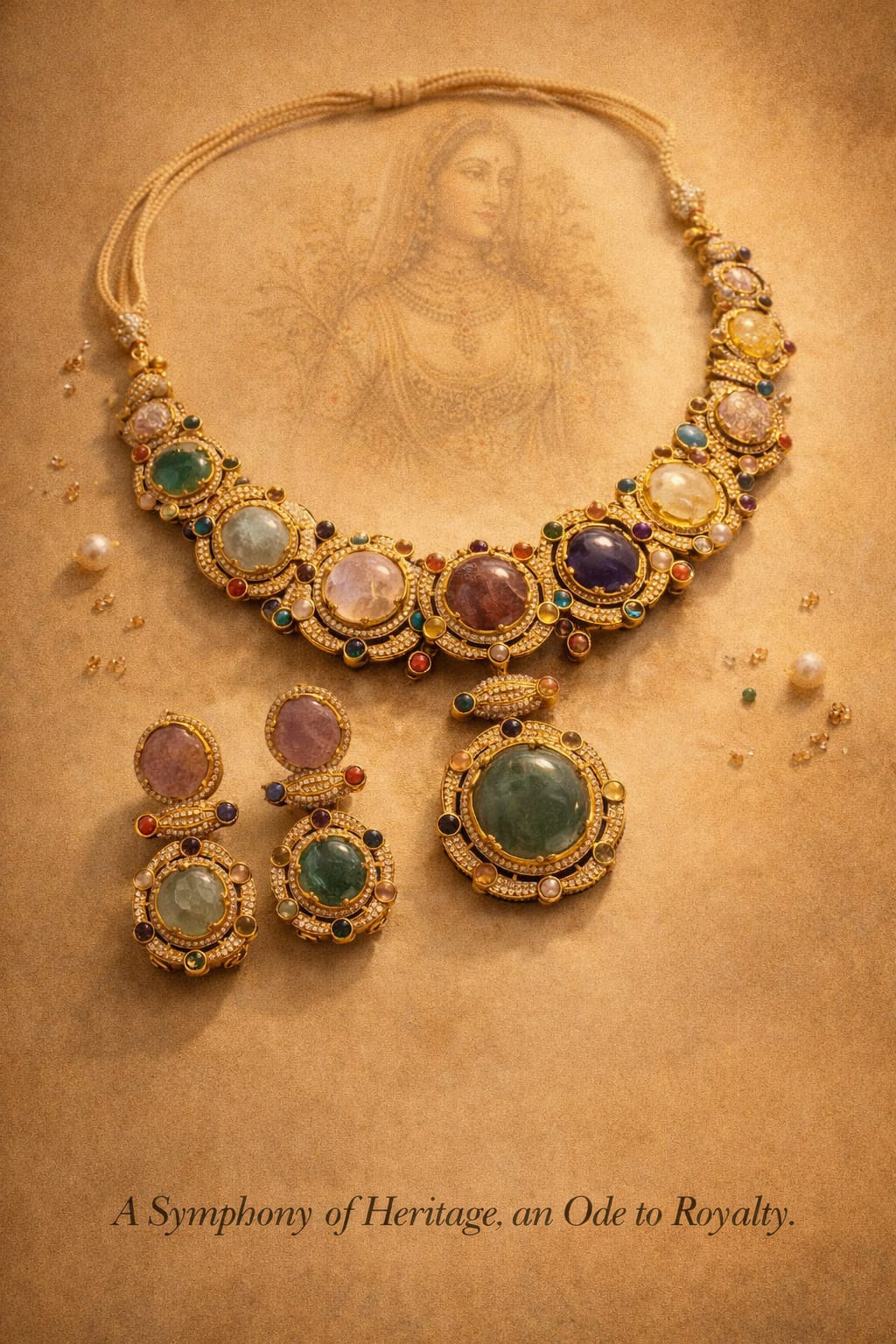 Navratna Royale Statement Necklace Set