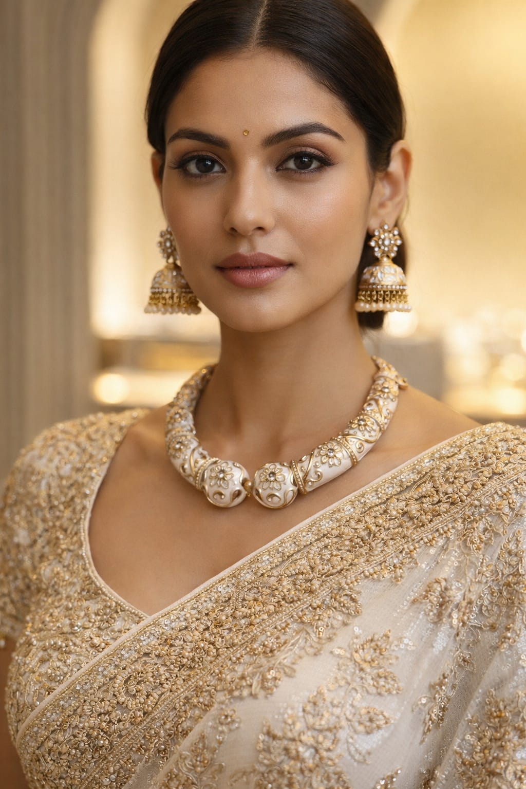 Ivory Noor Meenakari Hasli Set