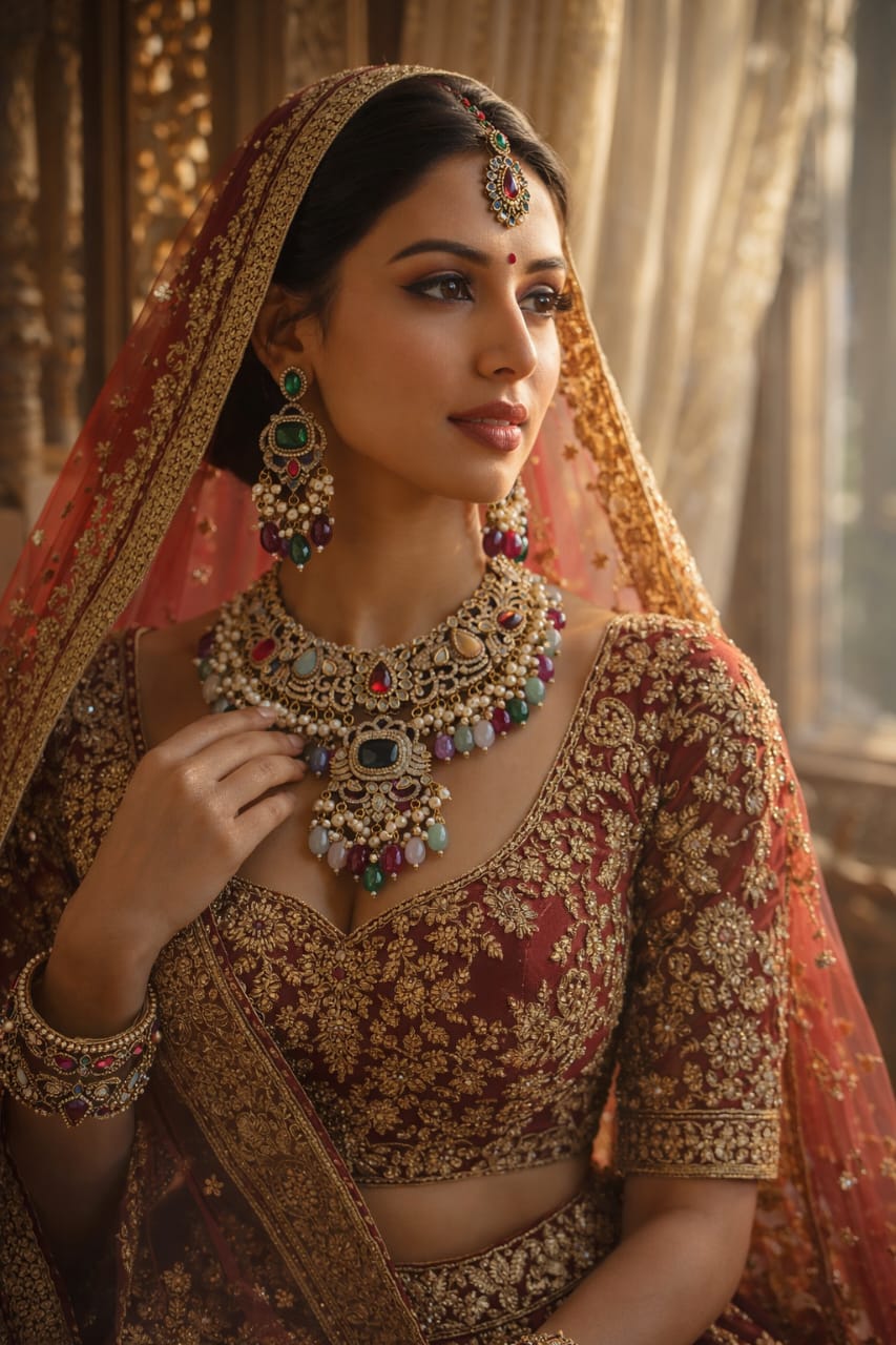 Imperial Navratna Bridal Statement Set