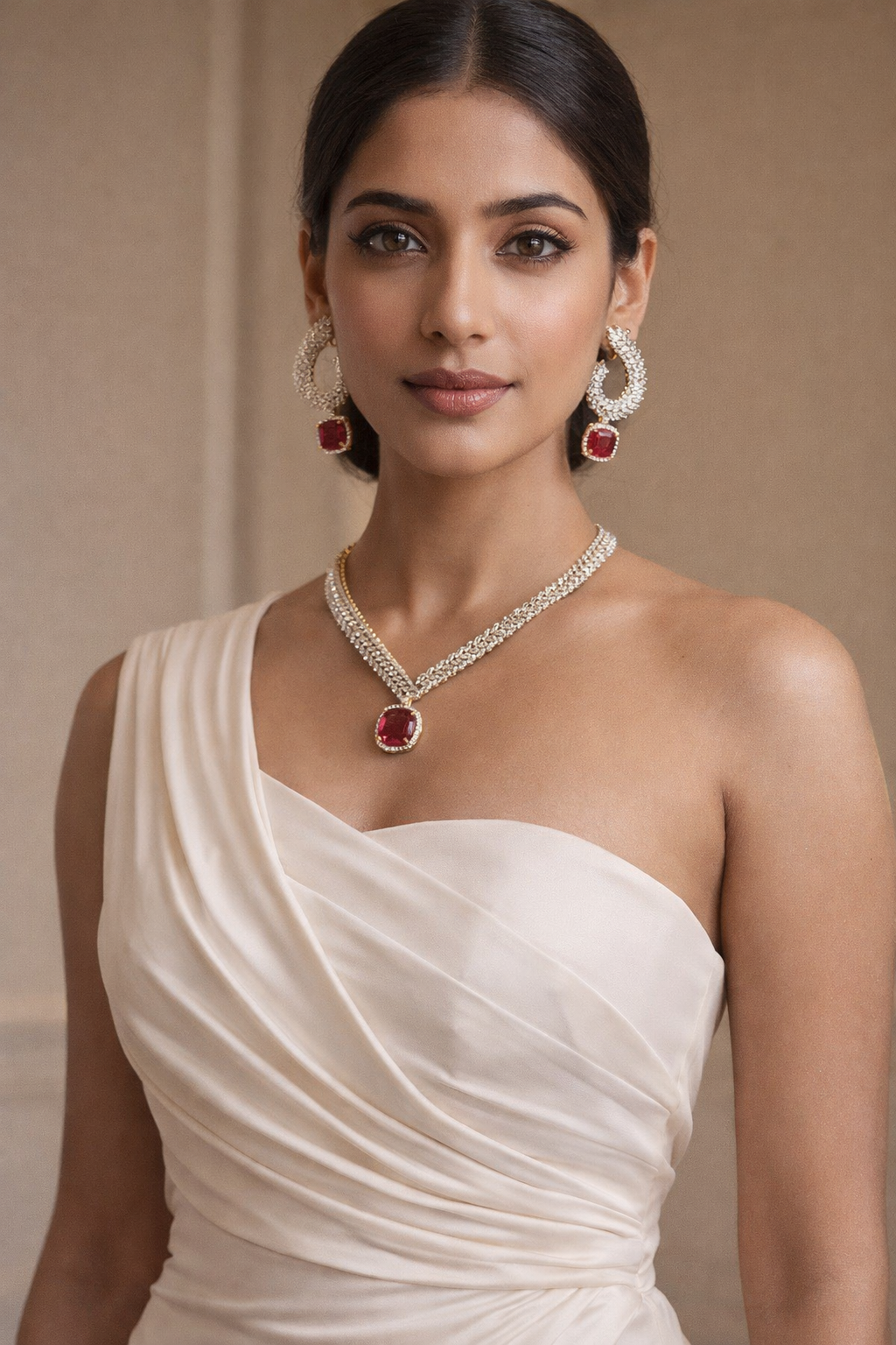 The Crimson Monarch Ruby Necklace Set