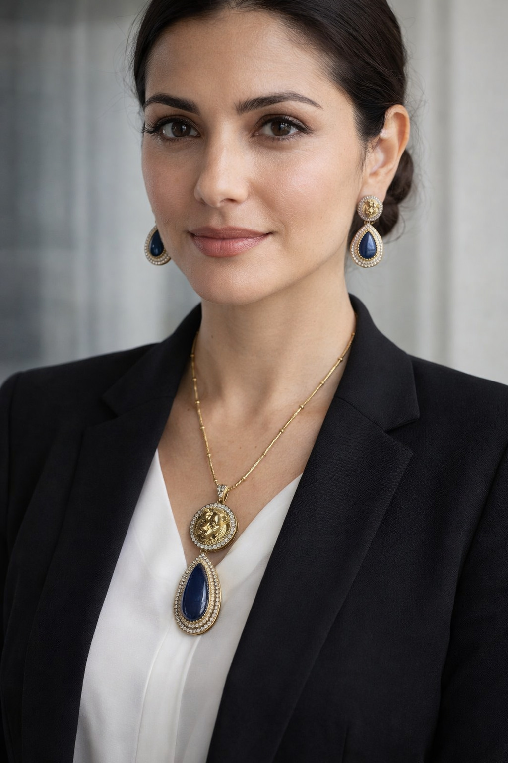 The Regal Leo Luxe Pendant Set -Royal Blue Edition