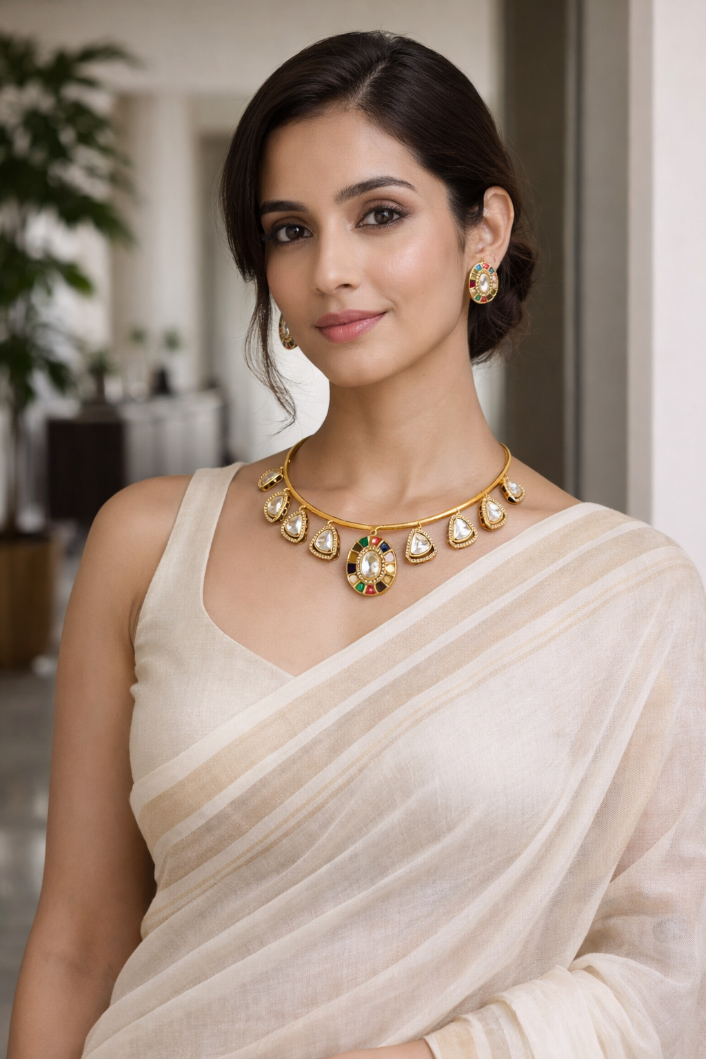 Navrang Polki Charm Choker Set