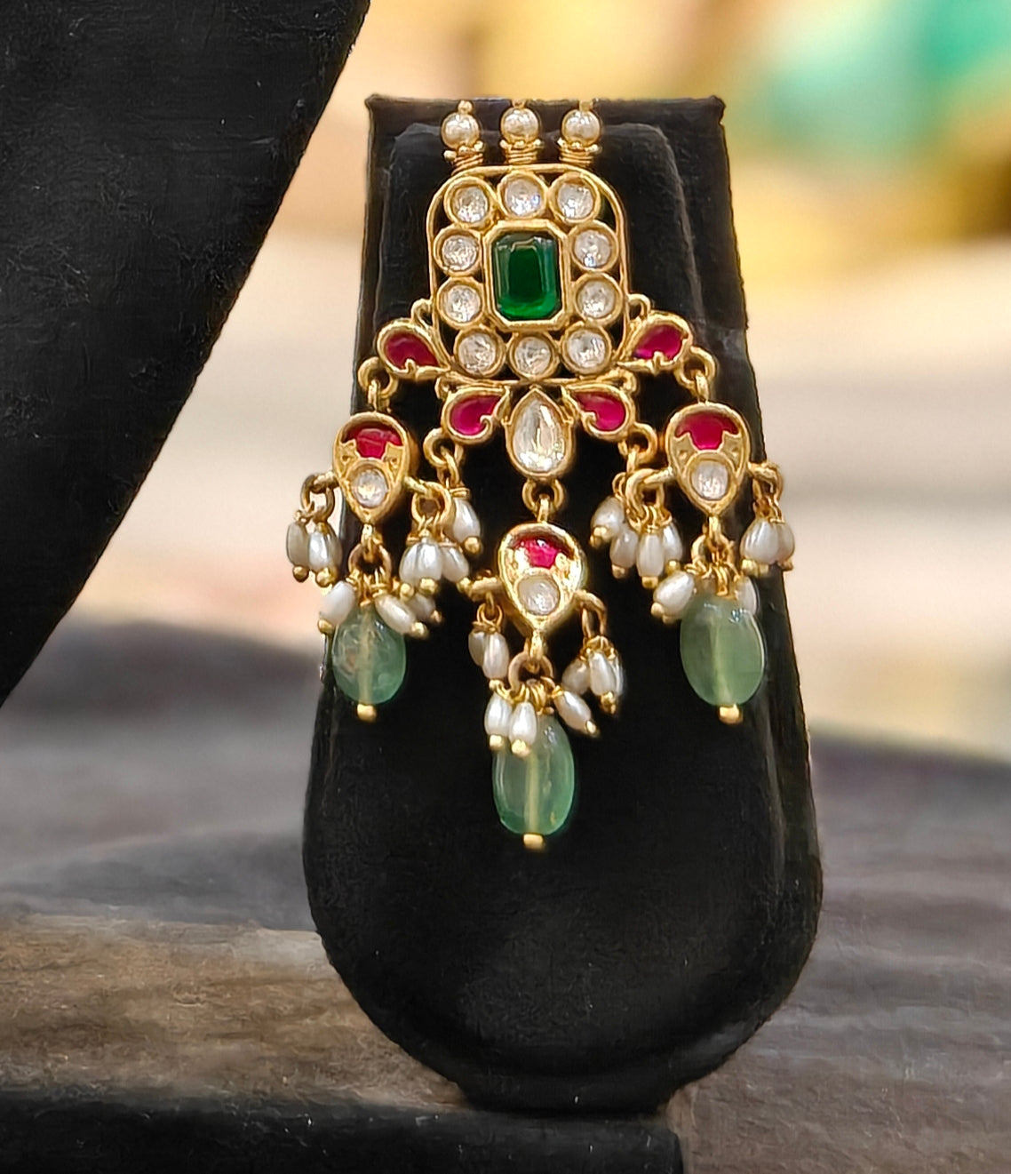 Emerald Rani Kundan Necklace Set