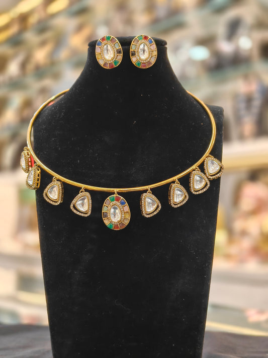 Navrang Polki Charm Choker Set