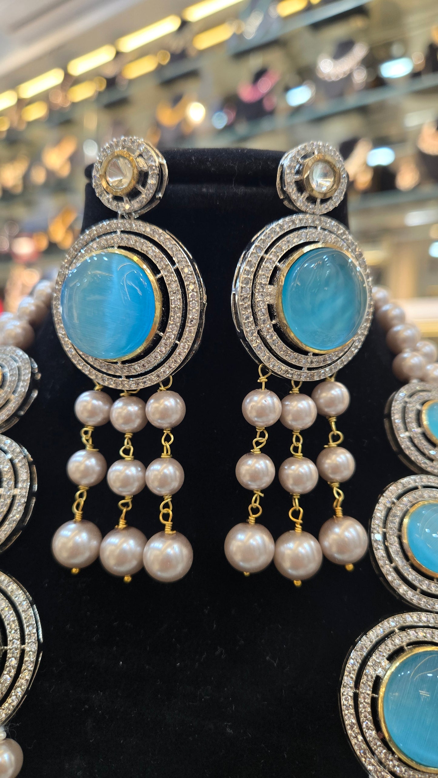 The Gilded Azure Pearl Mala Set