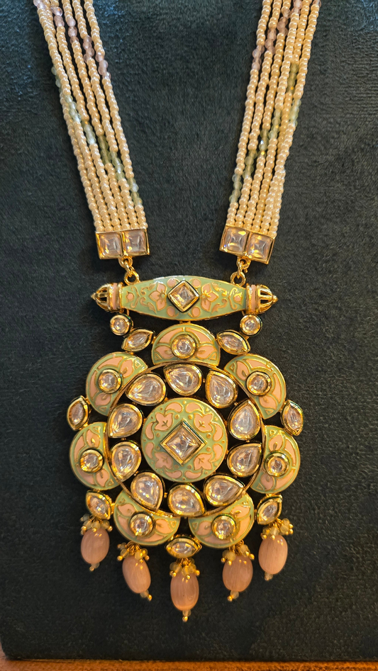 Noor-E-Meher Polki Pearl Pendant Set