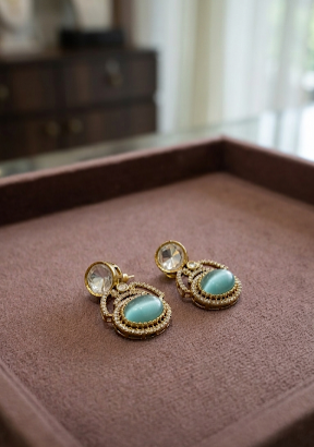 The Azure Glow Kundan Drops