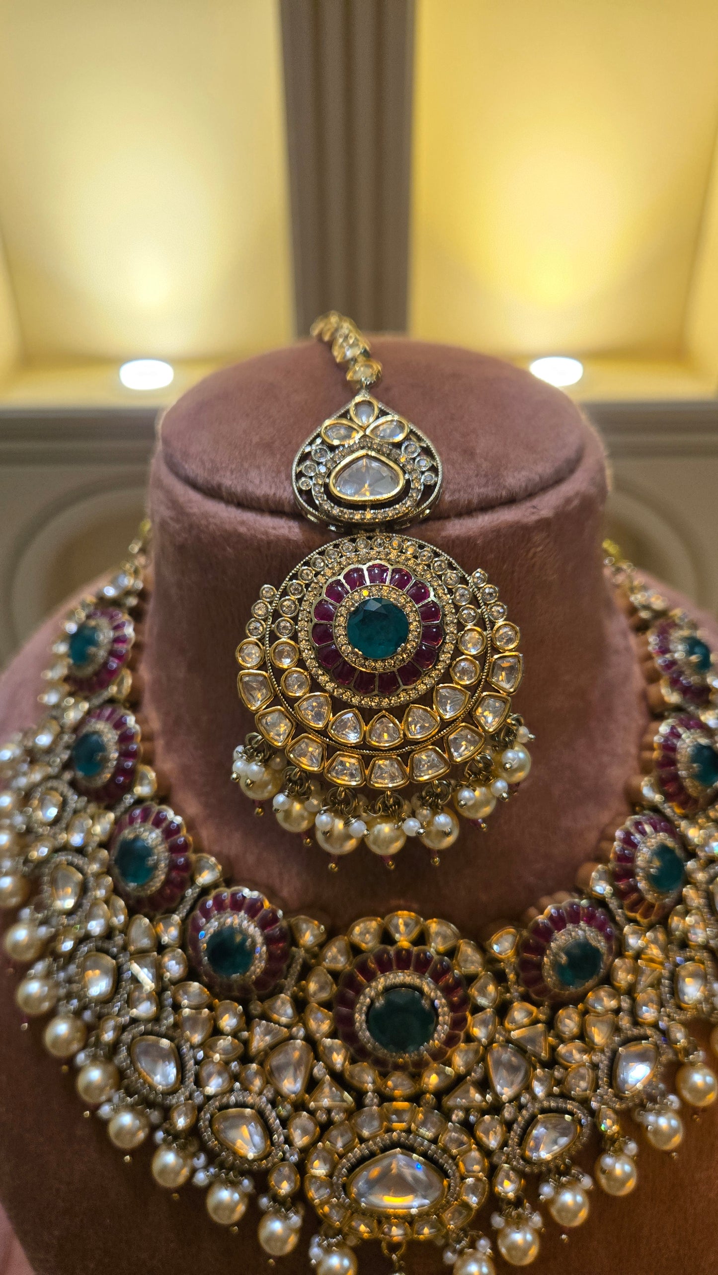 The Maharani Emerald & Ruby Polki Bridal Set