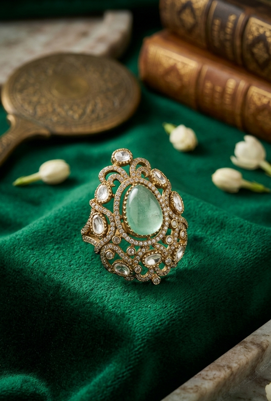 Vintage Mint Filigree Statement Ring