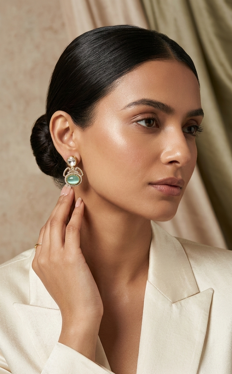 The Azure Glow Kundan Drops