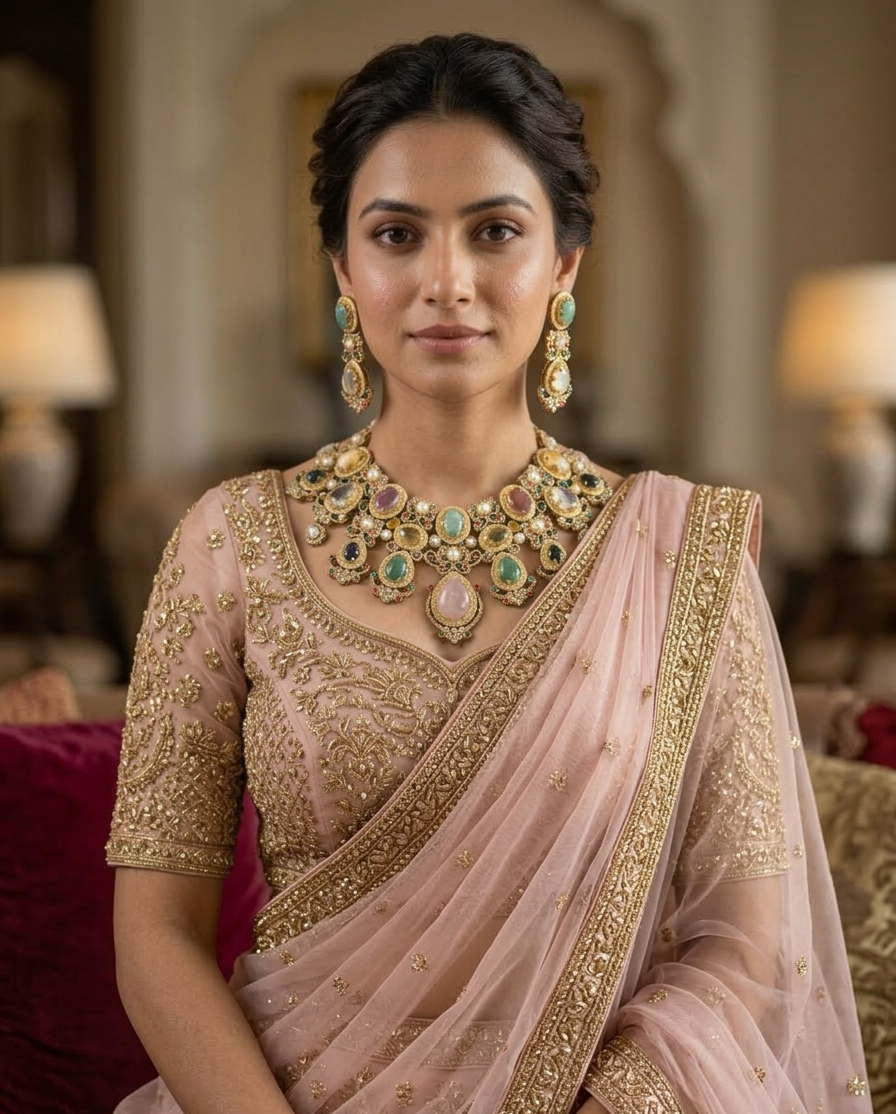 The Vasudha Pastel Heritage Bib Set