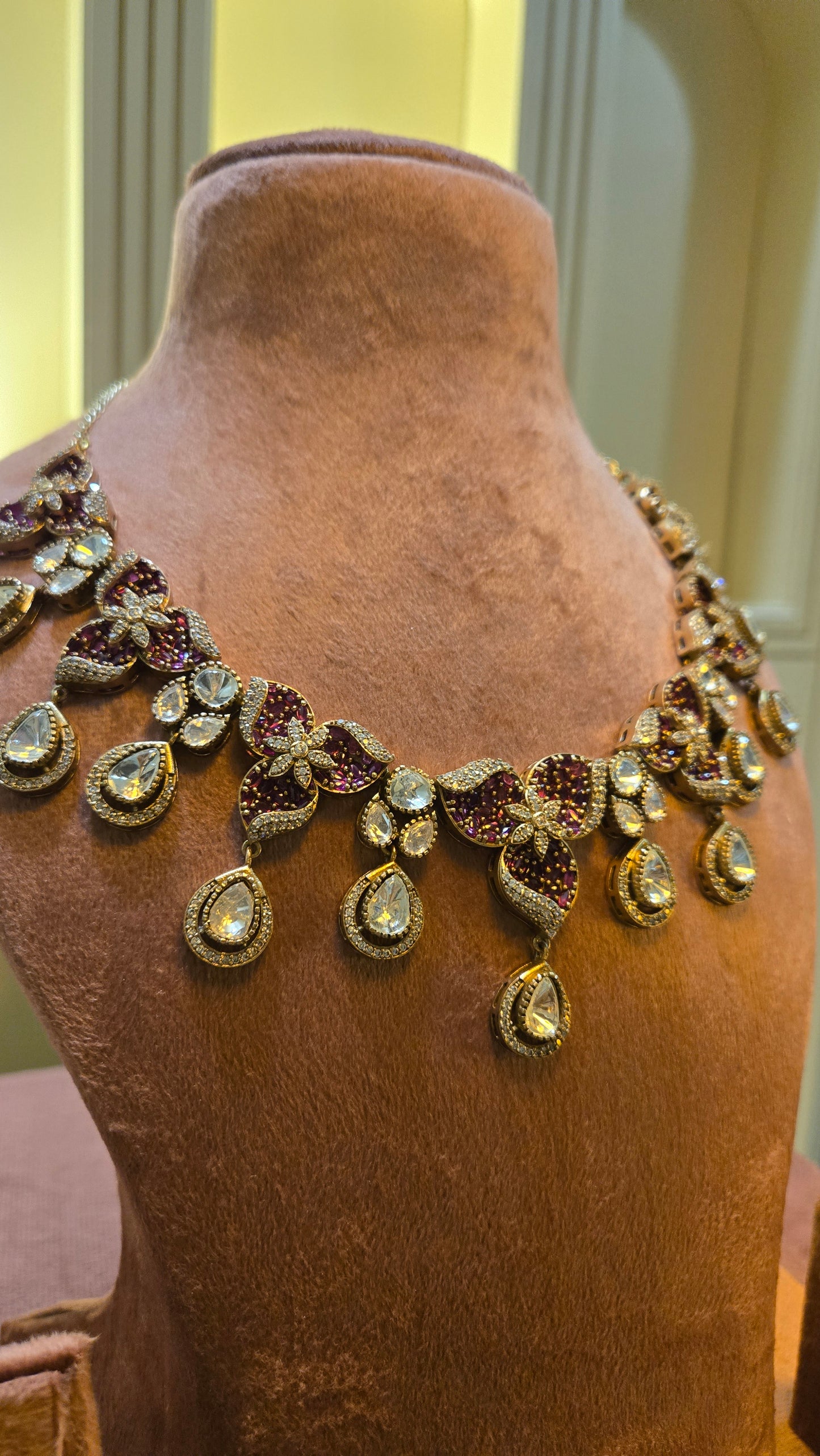 Royal Magenta Teardrop Statement Set