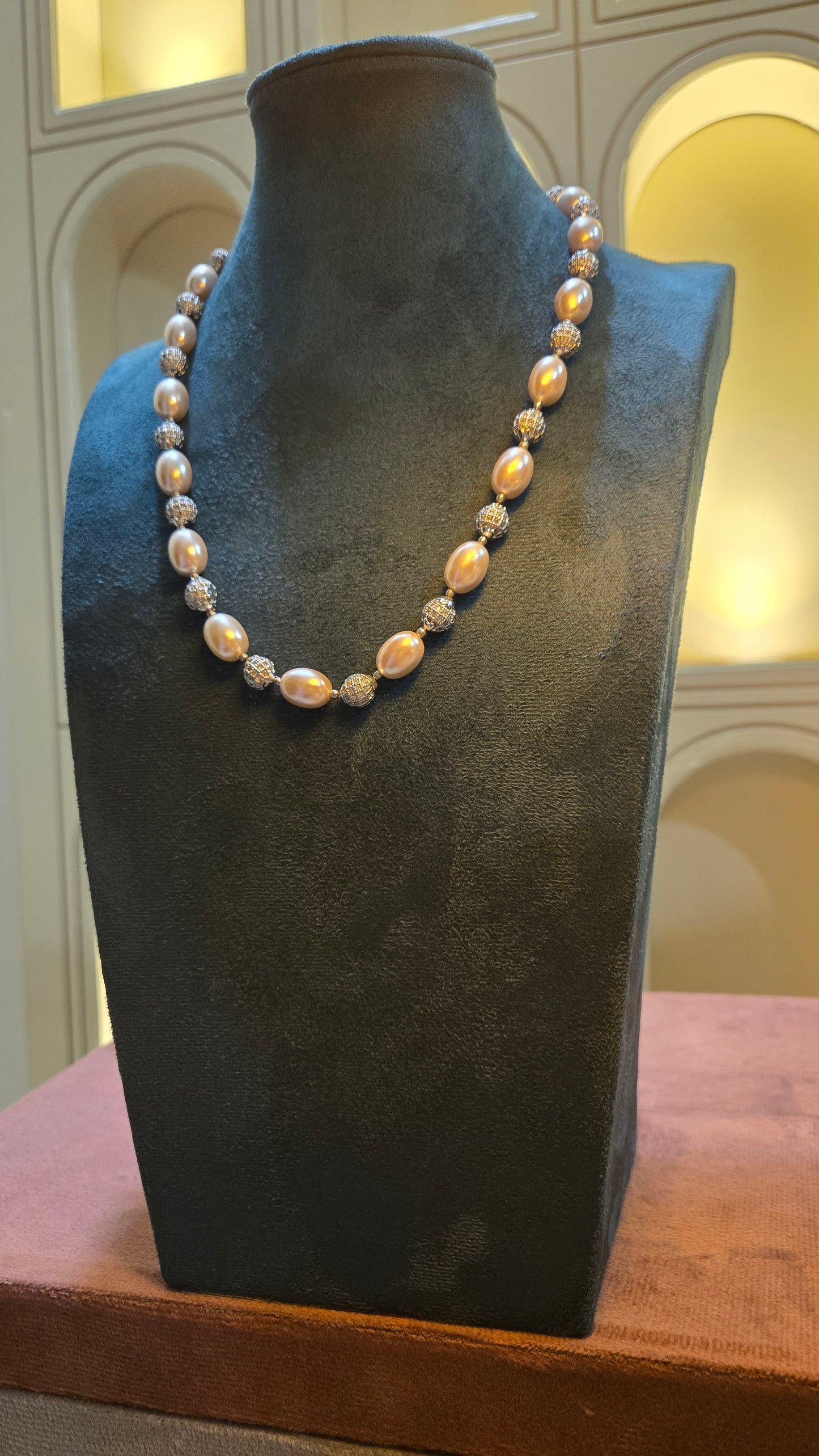 Imperial Blush Pearl Statement Necklace