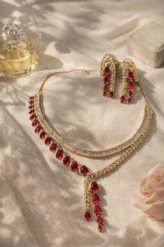 The Ruby Cascade: Baguette & Pear-Cut Grand Suite