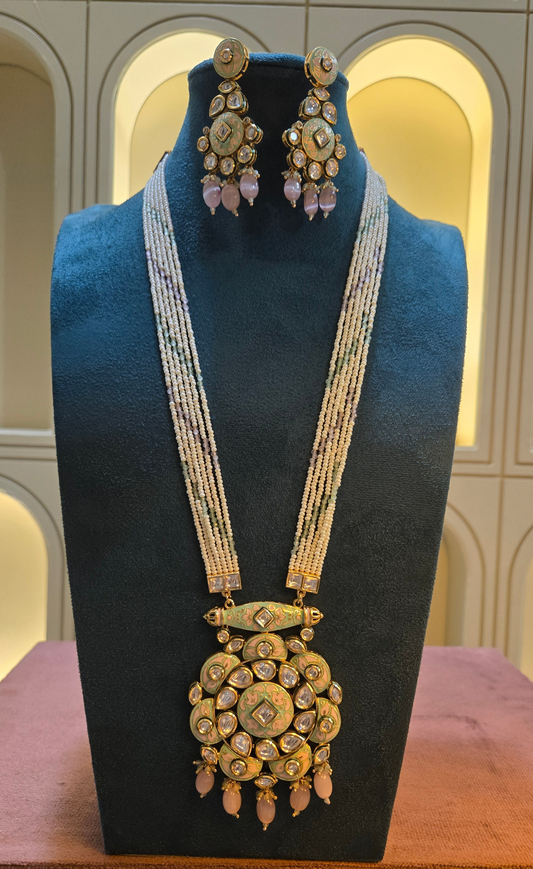 Noor-E-Meher Polki Pearl Pendant Set