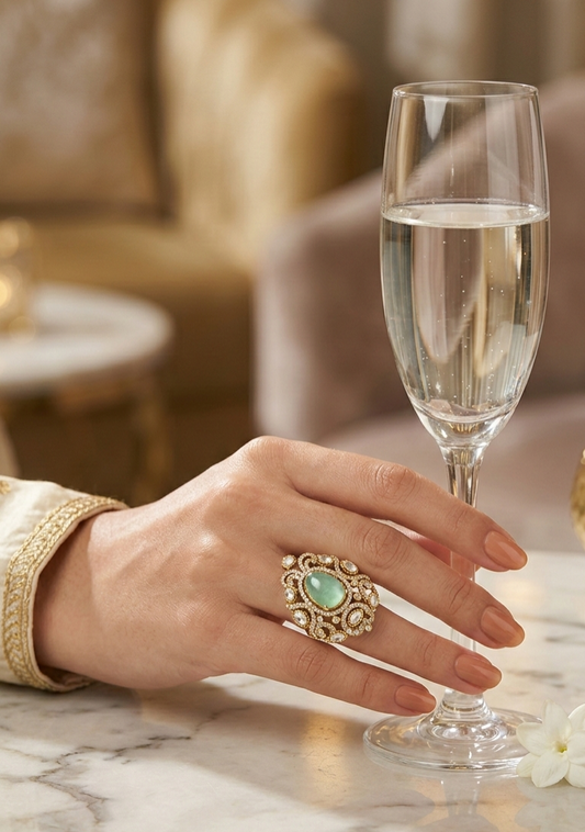 Vintage Mint Filigree Statement Ring