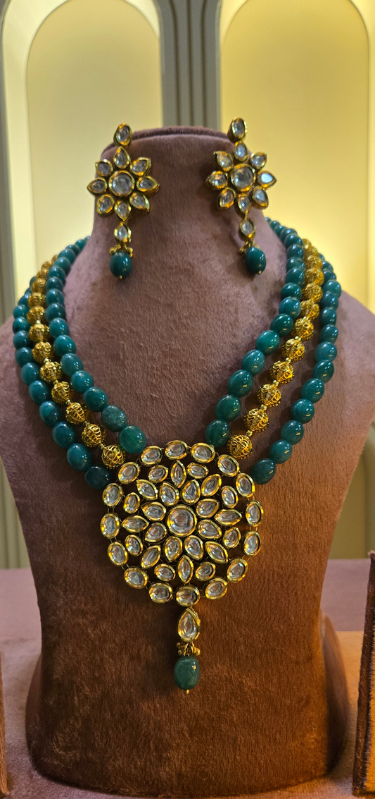The Teal Empress Kundan Mala Set