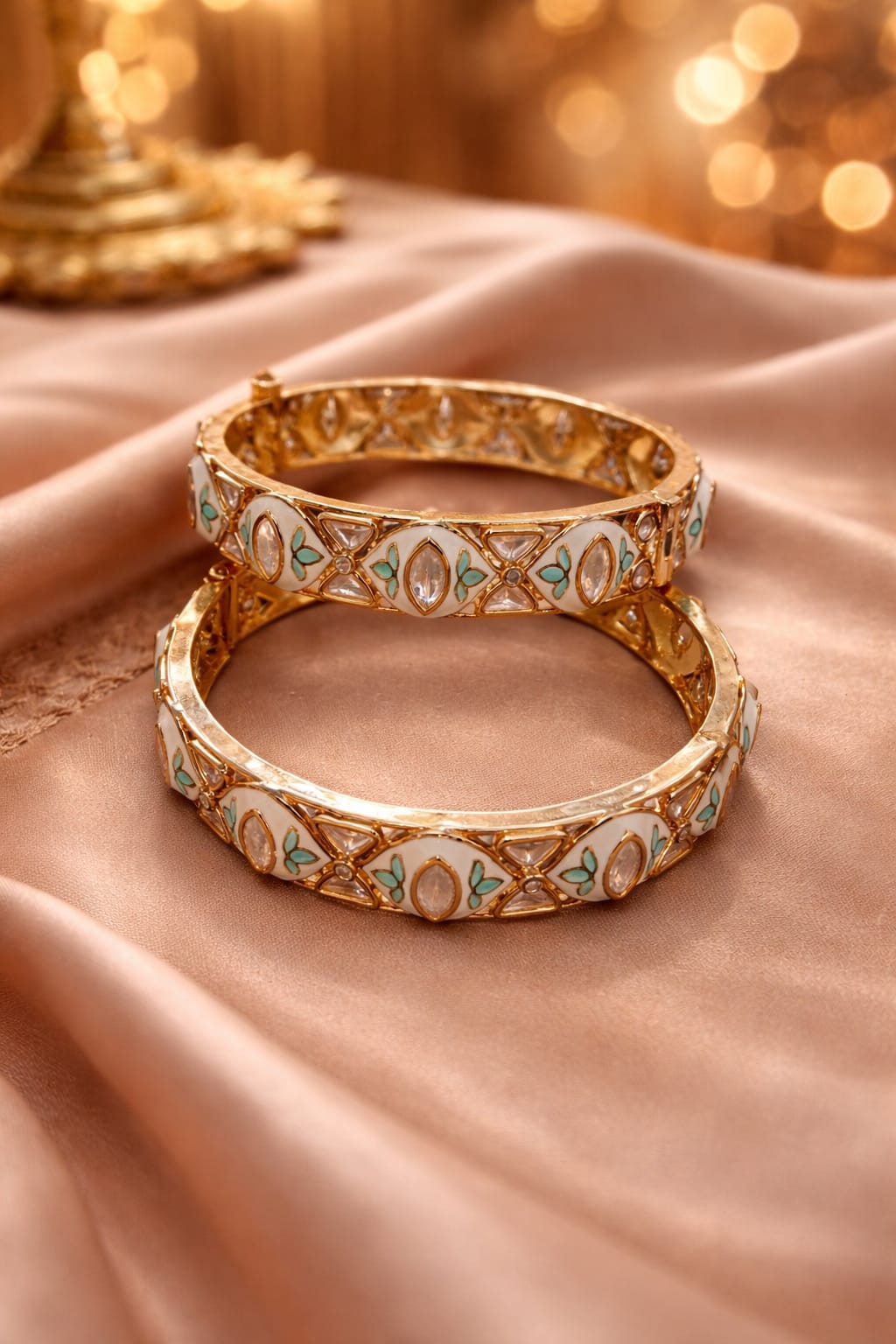 The Meera Mint-Inlay Bracelet Pair