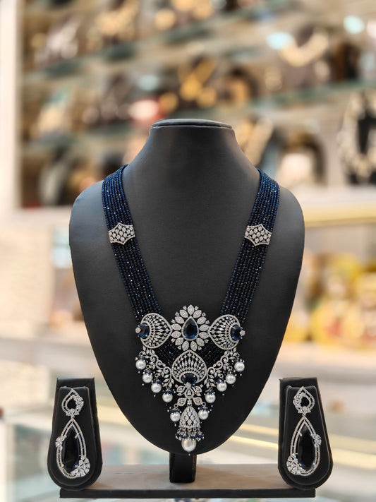 Midnight Sapphire Pearl Statement Necklace Set