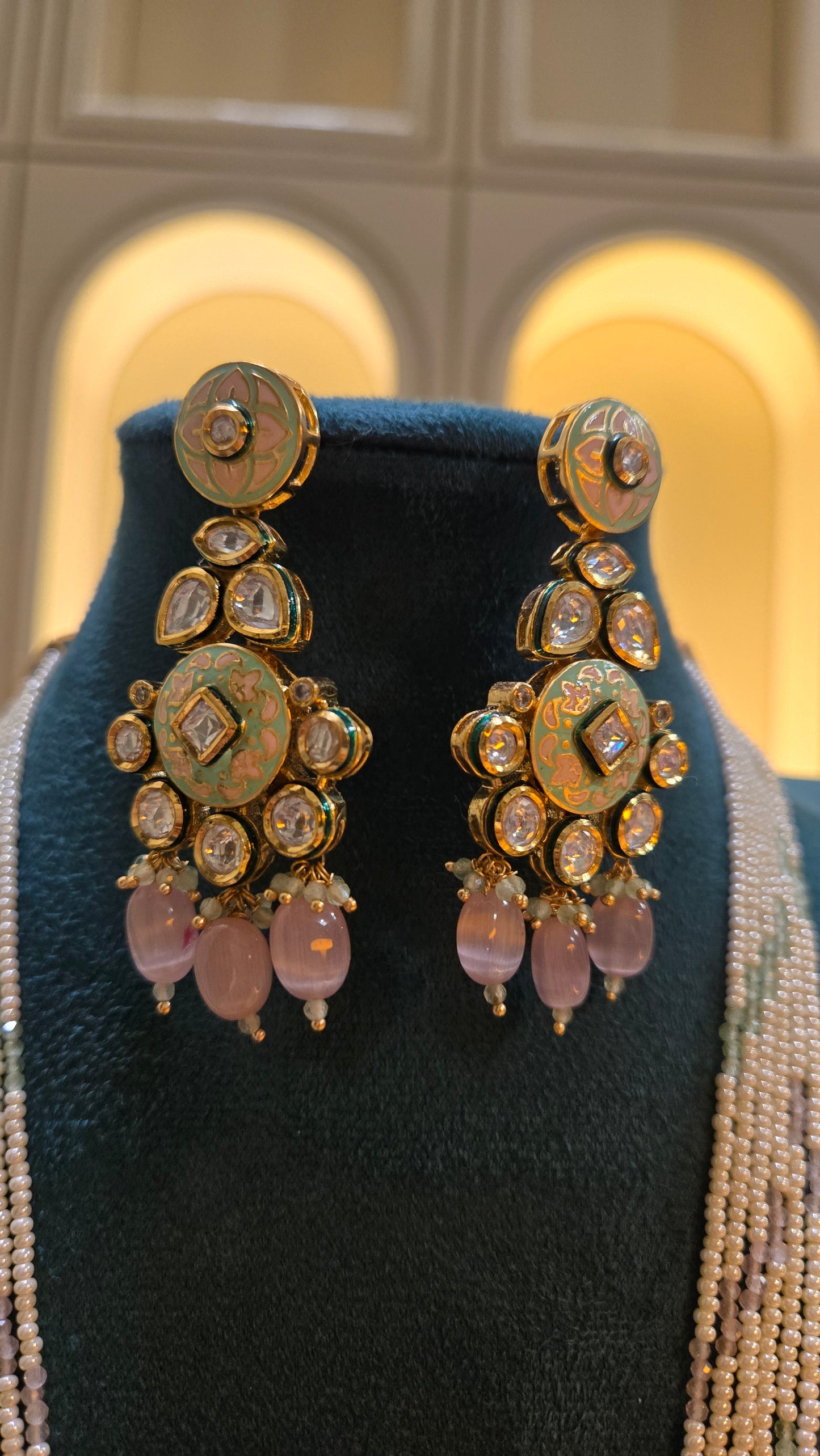 Noor-E-Meher Polki Pearl Pendant Set