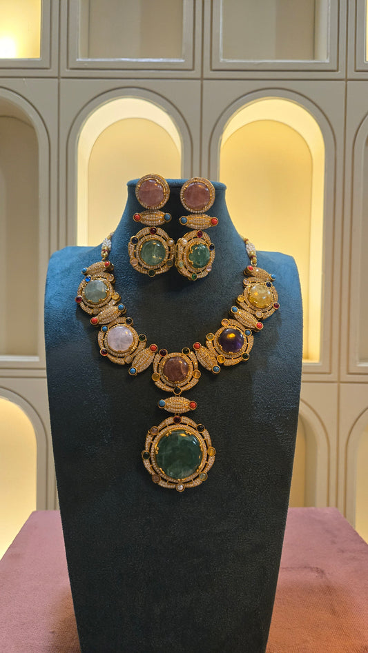 Navratna Royale Statement Necklace Set