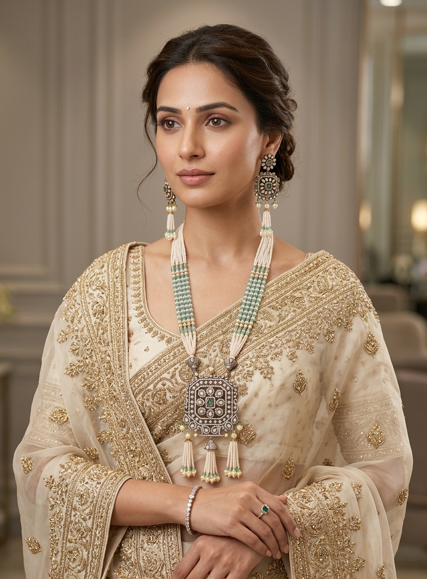 The Rajwada Pearl Tassel Haar Set