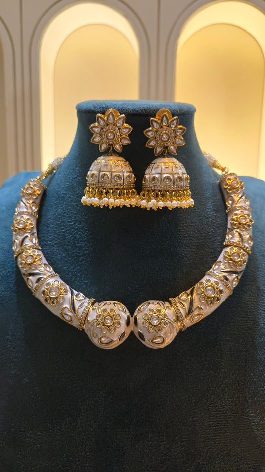Ivory Noor Meenakari Hasli Set