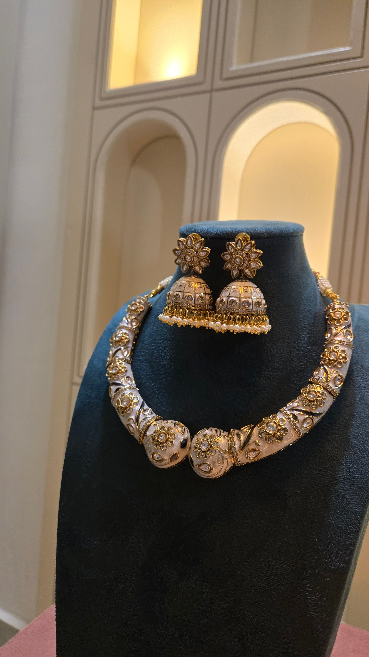 Ivory Noor Meenakari Hasli Set