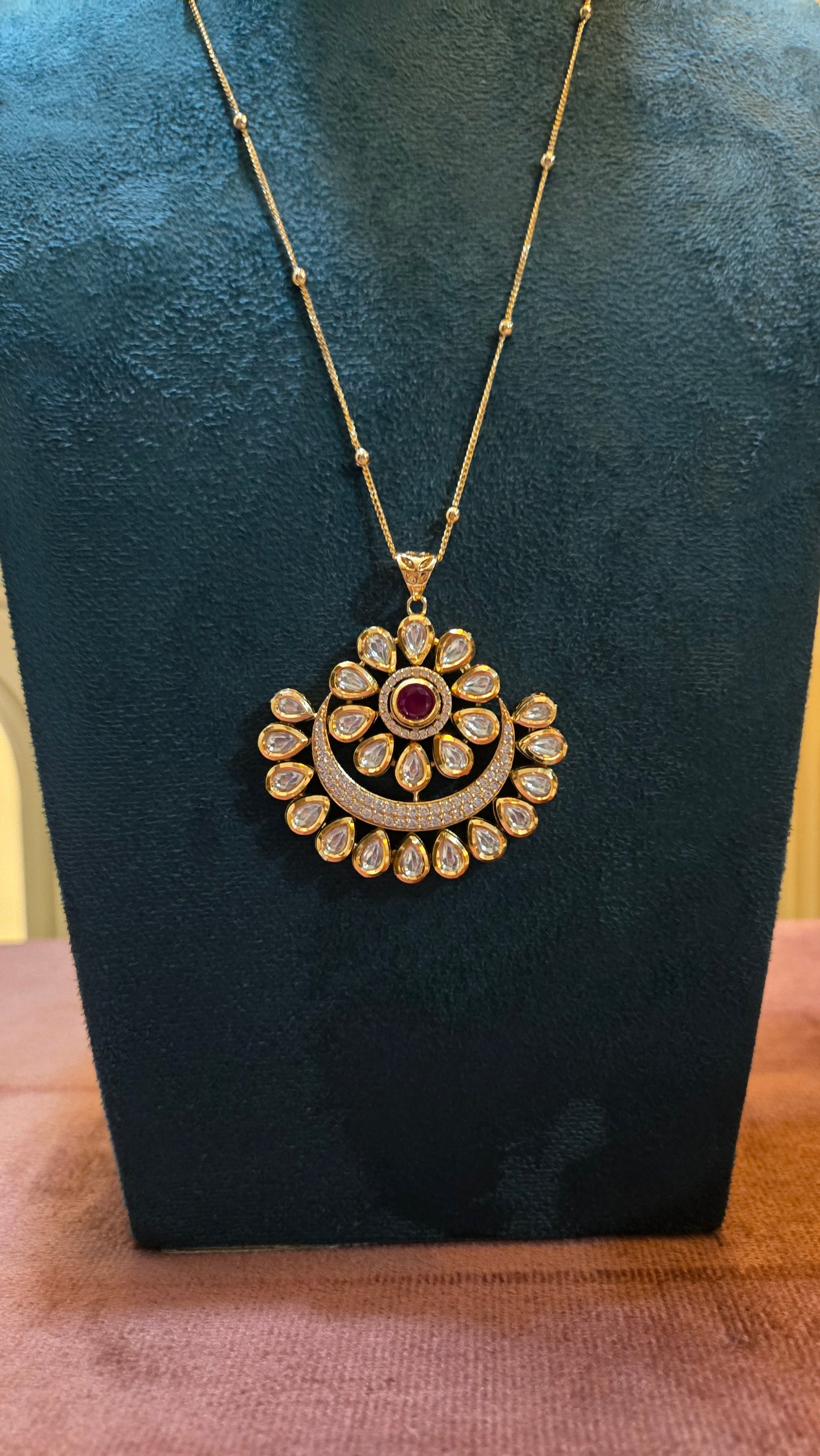 Rubi & Polki Floral Pendant Set