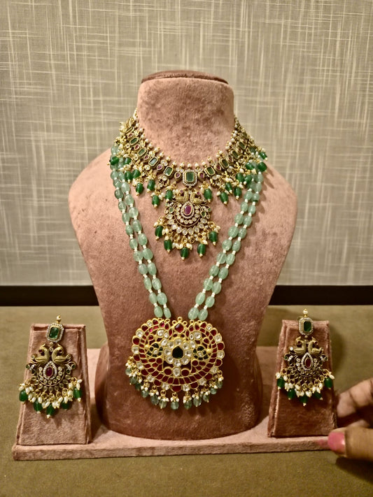 The Emerald Nizam Heritage: A Meenakari & Pearl Layered Suite