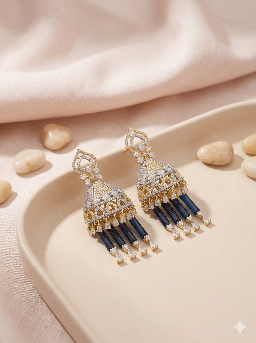 Noorani Midnight Jhumka Earrings