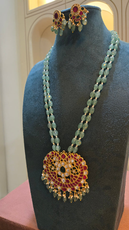 The Rajsi Aqua Kundan Necklace