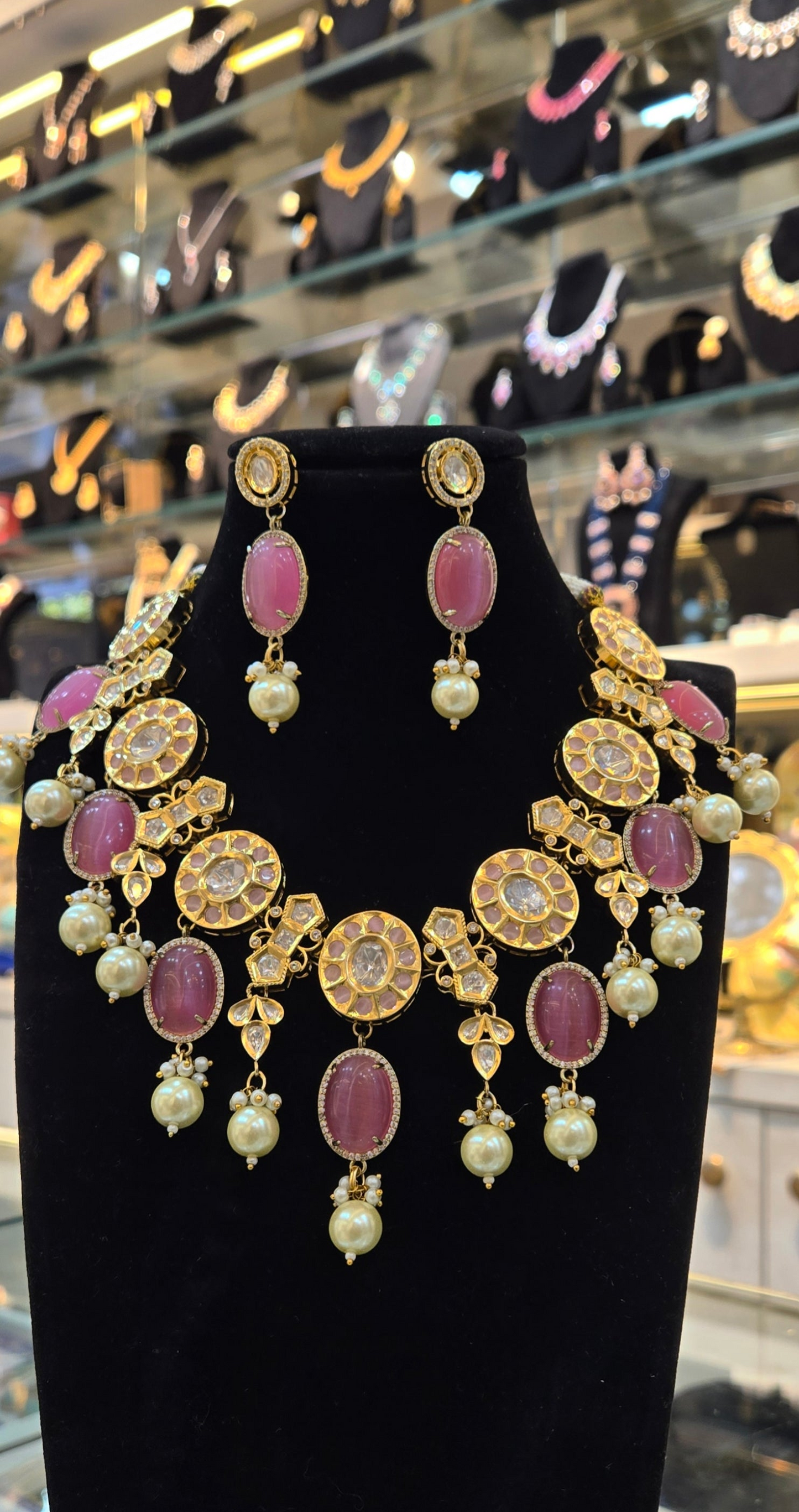 Gulnaar Polki Pearl Necklace Set